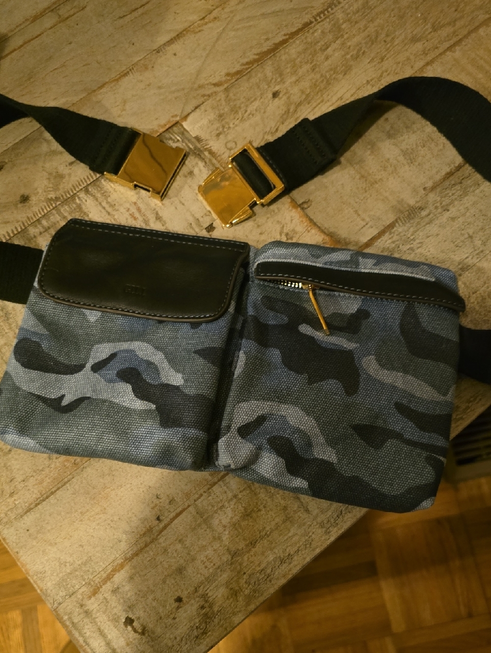 Gili Camouflage Waist Bag with Gold Hardware